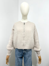 Load image into Gallery viewer, Mohair Zip Front Cardigan Beige
