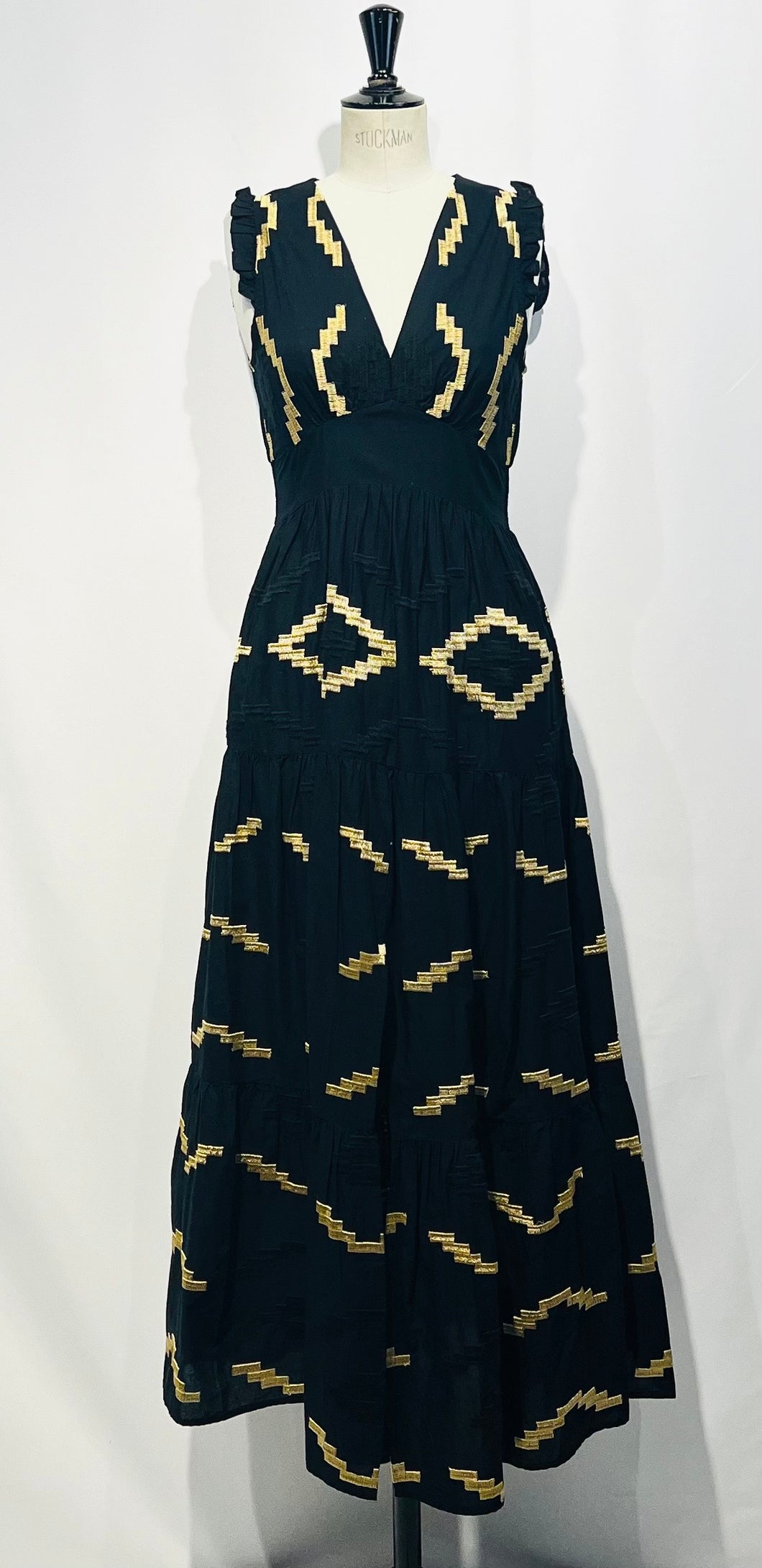 Cindy Embroidered Maxi Dress Black