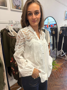 Lois Lace Pintuck Blouse White
