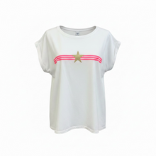 Load image into Gallery viewer, Neon Stripe Star T-Shirt White
