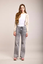 Load image into Gallery viewer, Gloria Patch Pocket Stretch Wide Leg Denim Grey
