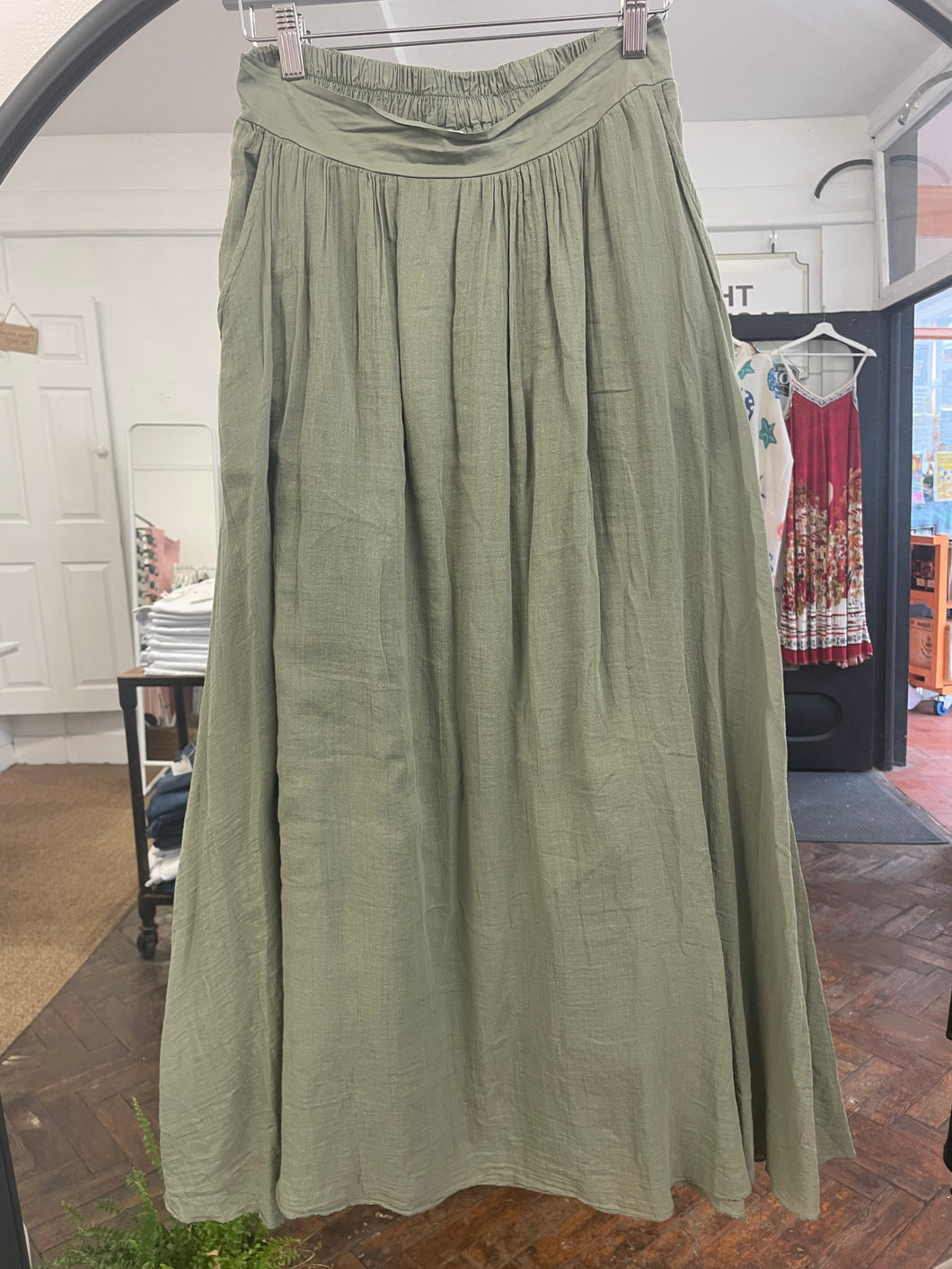 Voile Maxi Skirt Khaki