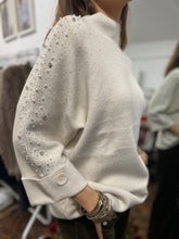 Load image into Gallery viewer, Carrie Folded Sleeve Crystal Jumper Cream

