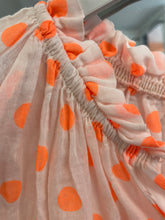 Load image into Gallery viewer, Valencia Spot Voile Short Sleeve Neon Orange Blouse
