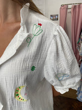 Load image into Gallery viewer, Moon &amp; Eye Embroidered Cheesecloth Shorts Set
