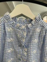 Load image into Gallery viewer, Gingham Broderie Blouse Blue
