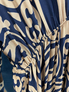 Safi Printed Dress Navy/Choc