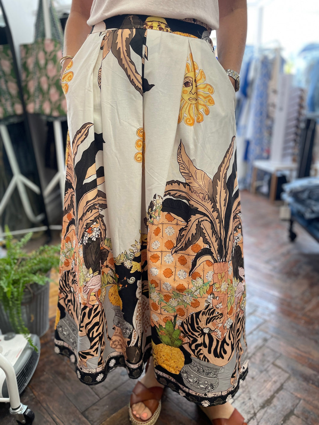 Yara Printed Skirt Black/Chocolate