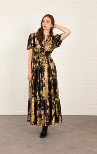 Roxy Oil Slick Midi Dress Gold/Black