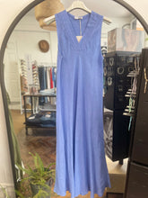 Load image into Gallery viewer, Nola Bias Cut Pure Linen V Dress Cornflower

