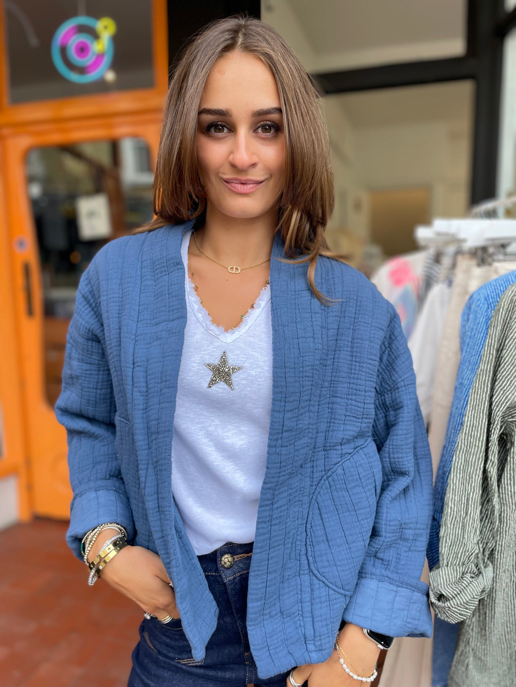 Cara Cotton Jacket Dark Airforce Blue