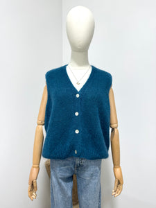 Mae Mohair Button Tank Peacock