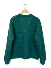 Load image into Gallery viewer, Claudia Open Knit Button Mohair Cardigan Dark Green
