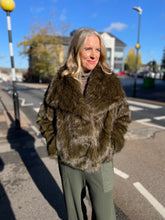 Load image into Gallery viewer, Fur Faux Mink Jacket Olive
