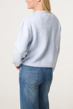 Load image into Gallery viewer, Broderie Trim Knit Cardigan Pale Blue

