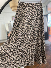 Load image into Gallery viewer, Kat Bias Cut Satin Leopard Skirt Taupe
