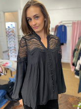 Load image into Gallery viewer, Lois Lace Pintuck Blouse Black
