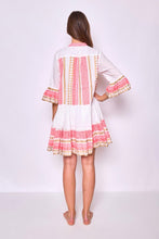 Load image into Gallery viewer, Neon Pink Embroidered &amp; Beaded Short Dress
