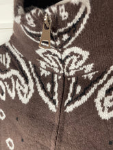 Load image into Gallery viewer, Chocolate Bandana Print Zip Cardigan
