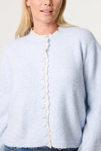 Load image into Gallery viewer, Broderie Trim Knit Cardigan Pale Blue
