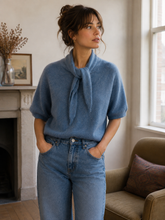 Load image into Gallery viewer, Maple Angora Scarf Collar Jumper Denim Blue
