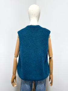 Mae Mohair Button Tank Peacock