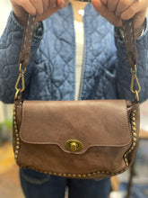 Load image into Gallery viewer, Vintage Leather Studded Crossbody Bag Chocolate
