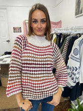 Load image into Gallery viewer, Fawn Funnel Neck Jumper Cream/Autumn Stripe
