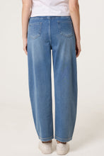 Load image into Gallery viewer, Tie Waist Barrel Jogger Jean Light Blue
