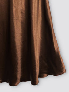 Colette Satin Skirt Chocolate