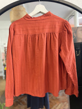 Load image into Gallery viewer, Rosalie Long Sleeve Cotton Stripe Insert Blouse Amber
