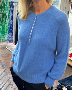 Soft Button Collar Jumper Cornflower