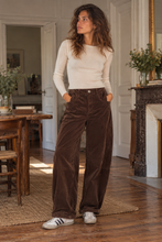 Load image into Gallery viewer, Brielle Stretch Barrel Leg Cord Chocolate
