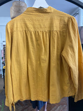 Load image into Gallery viewer, Rosalie Long Sleeve Cotton Stripe Insert Blouse Mustard
