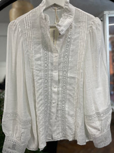 Lila Lace Insert Blouse White