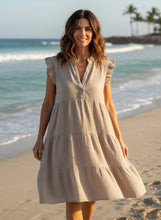 Load image into Gallery viewer, Sunny Cheesecloth Swing Dress Mocha
