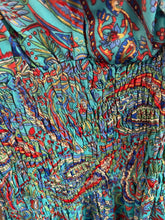 Load image into Gallery viewer, Silky Sue Paisley Dress Turquoise/Red
