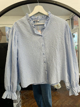 Load image into Gallery viewer, Gingham Blouse Baby Blue
