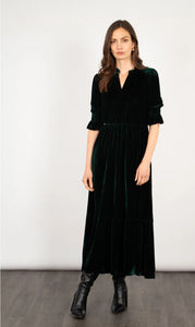 Pandora Velvet Midi Dress Emerald