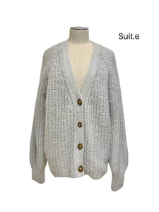 Mohair Button Cardigan Pale Grey