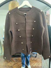 Load image into Gallery viewer, Maeve Knitted Military Jacket Chocolate
