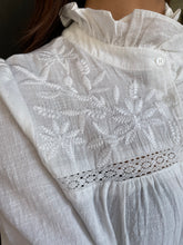 Load image into Gallery viewer, Claudette Embroidered Frill Collar Blouse Off White
