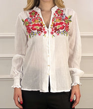 Load image into Gallery viewer, Petal Embroidered Floral Cheesecloth Blouse
