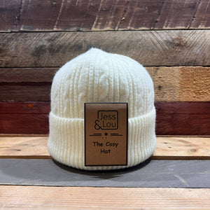 Cream Unisex Cable Beanie Hat