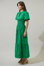 Load image into Gallery viewer, Halina Floral Belraj Poplin Maxi Dress Green/Blue
