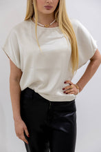 Load image into Gallery viewer, Satin Boxy T-shirt Top Champagne
