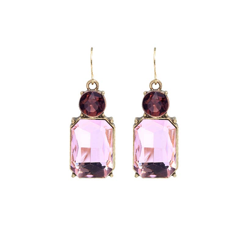 Twin Gem Earring in Pink & Burgundy