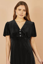 Load image into Gallery viewer, Velvet Skater Dress With Diamante Bow Detail -Black
