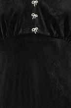 Load image into Gallery viewer, Velvet Skater Dress With Diamante Bow Detail -Black
