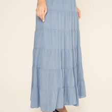 Load image into Gallery viewer, Carly Cotton Tiered Maxi Skirt Dusty Blue
